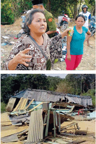 Bilder von verzweifelten Menschen in Sungai Beruang, die alles<br />verloren haben.