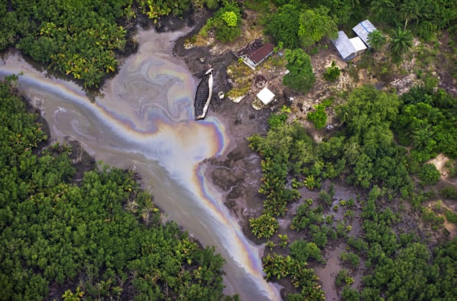 Luftbild Oil-Spill in Nigeria