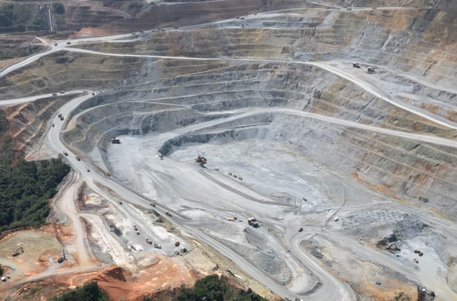 Luftaufnahme der Mirador-Mine in der Cordillera del Cóndor, Ecuador