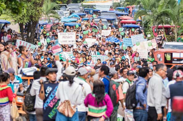 Demonstration gegen Landraub in Pucallpa
