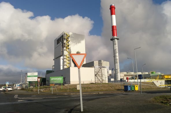 Biomassekraftwerk von Greenalia in Curtis, Galicien, Spanien