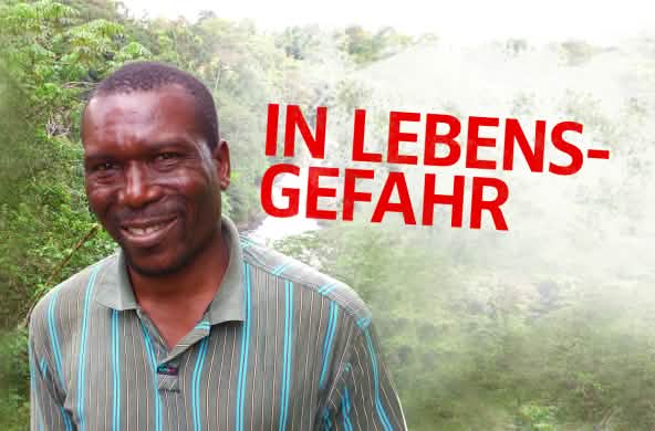 Nasako Besingi mit Text "in Lebensgefahr"
