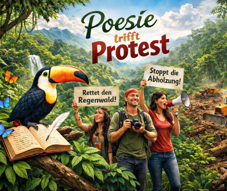 Grafik zum Auftakt des Gedichtwettbewerbs: Poesie trifft Protest