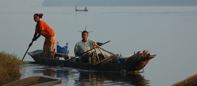 Fischer aus Isangi leben auf dem Fluss