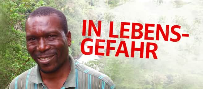 Nasako Besingi mit Text "in Lebensgefahr"