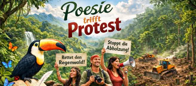 Grafik zum Auftakt des Gedichtwettbewerbs: Poesie trifft Protest