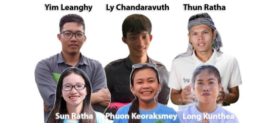 3 Aktivistinnen und 3 Aktivisten von Mother Nature Cambodia