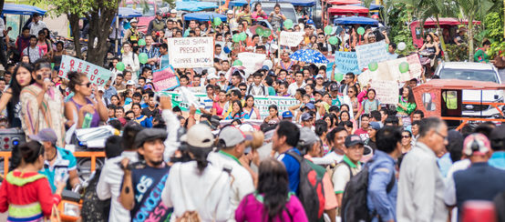 Demonstration gegen Landraub  in Pucallpa