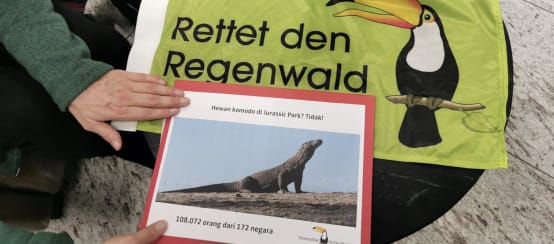 RdR-Fahne und Komodo-Petion auf rundem Tisch