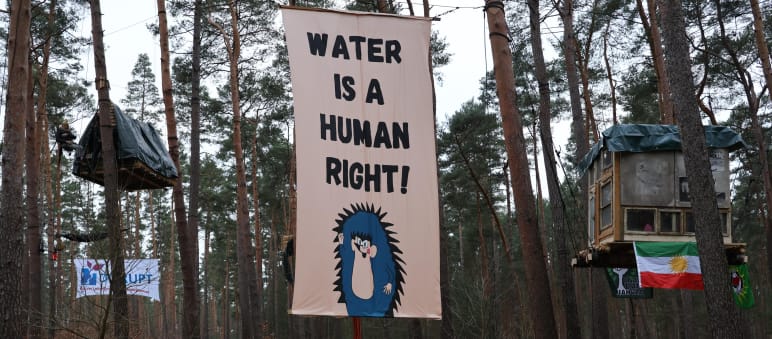 Banner "Wasser ist ein Menschenrecht"