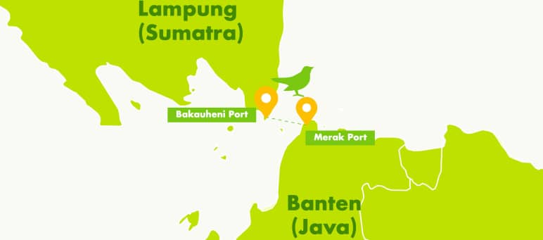 Teilkarte Provinz Lampung auf Sumatra und Provinz Banten auf Java