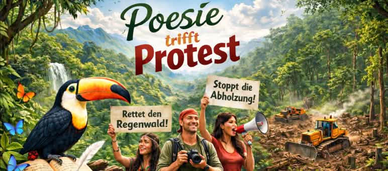 Grafik zum Auftakt des Gedichtwettbewerbs: Poesie trifft Protest