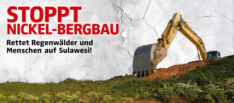 Fotocollage Bagger, Mine, Waldschäden