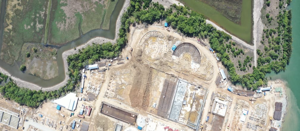 Luftbild Baustelle Zellstofffabrik