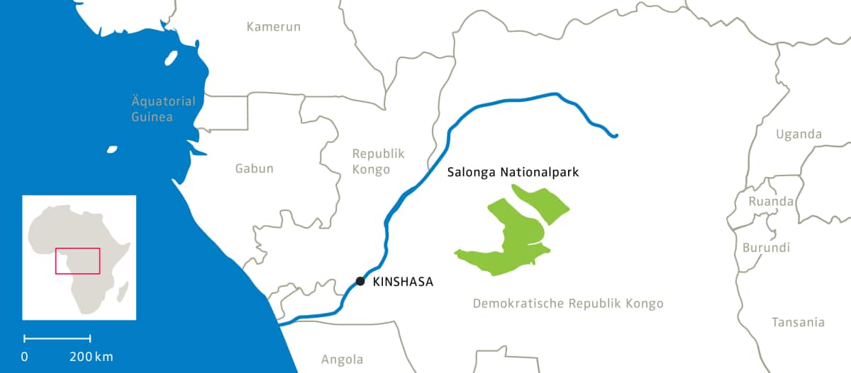 Karte Salonga Nationalpark in DRC