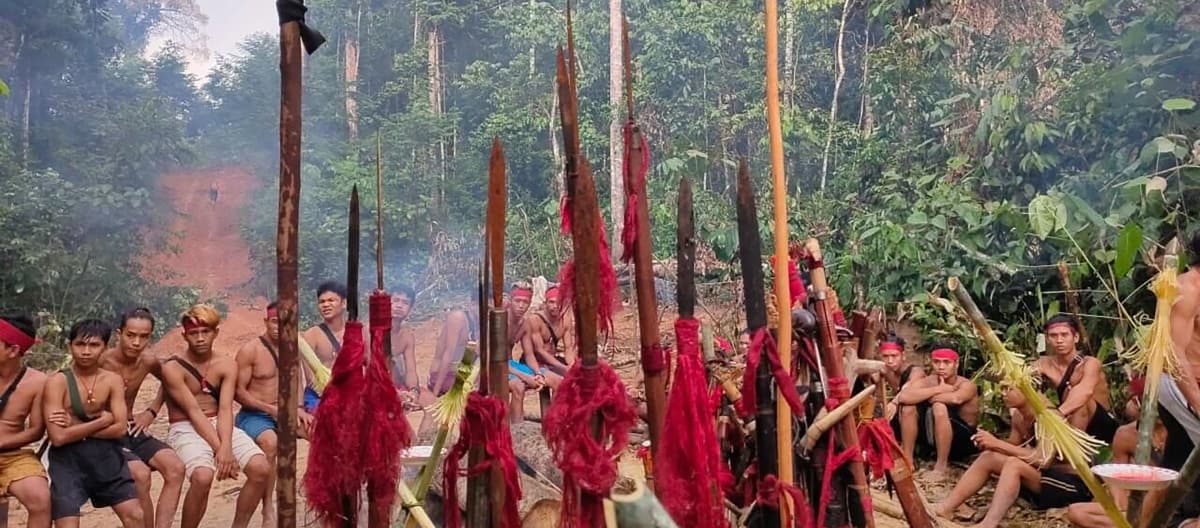 Die indigenen Dayak Tomun aus Kinipan wehren sich gegen Abholzung ihres Waldes durch die Palmölfirma SML