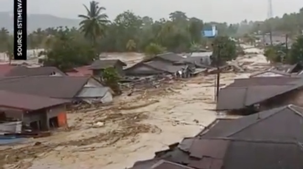 Überschwemmung im Dorf