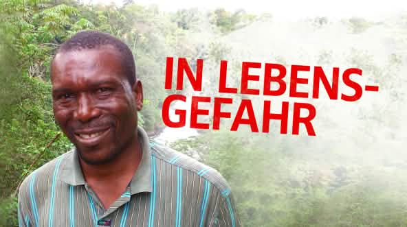 Nasako Besingi mit Text "in Lebensgefahr"