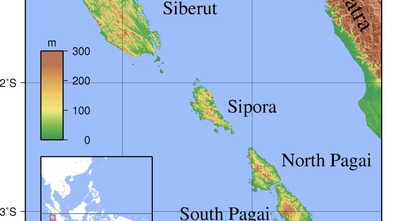 Karte Mentawai-Inseln westlich von Sumattra