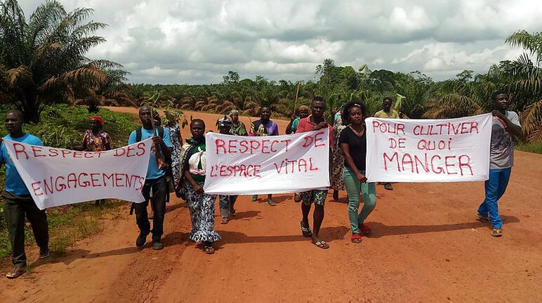Demonstration gegen die Palmöl-Firma Socfin in Kamerun