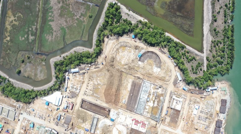 Luftbild Baustelle Zellstofffabrik