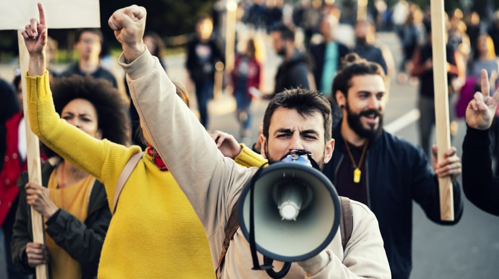 Demonstration auf der Strasse