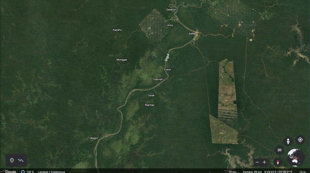 Google Earth Aufnahme der Korindo Konzessionen