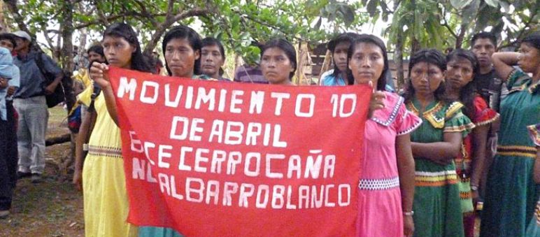 Demonstration der Ngöbe Buglé gegen Barro Blanco Staudamm Indigene demonstrieren in Panama für den Schutz ihres Territoriums