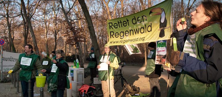 Greenwash-Demo vor der Konferenz
