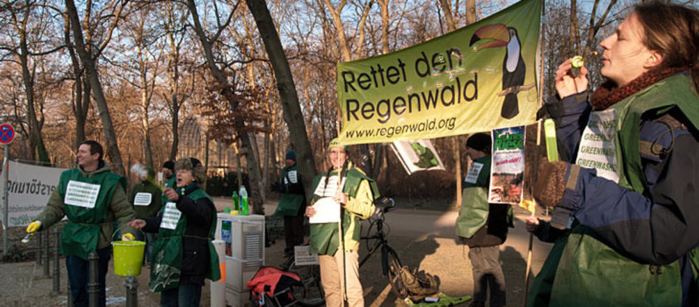 Greenwash-Demo vor der Konferenz