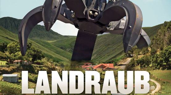 Filmplakat: Die Zangen eines Baggers greifen nach Land
