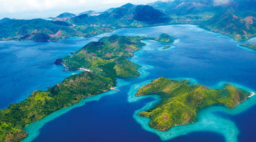 Luftbild von Inseln in der Region Palawan