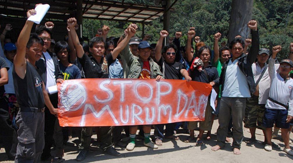Penan Proteste gegen Murum-Staudamm