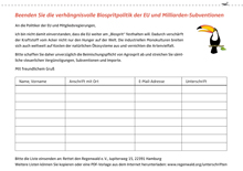 Unterschriftenliste Unterschriftenliste
