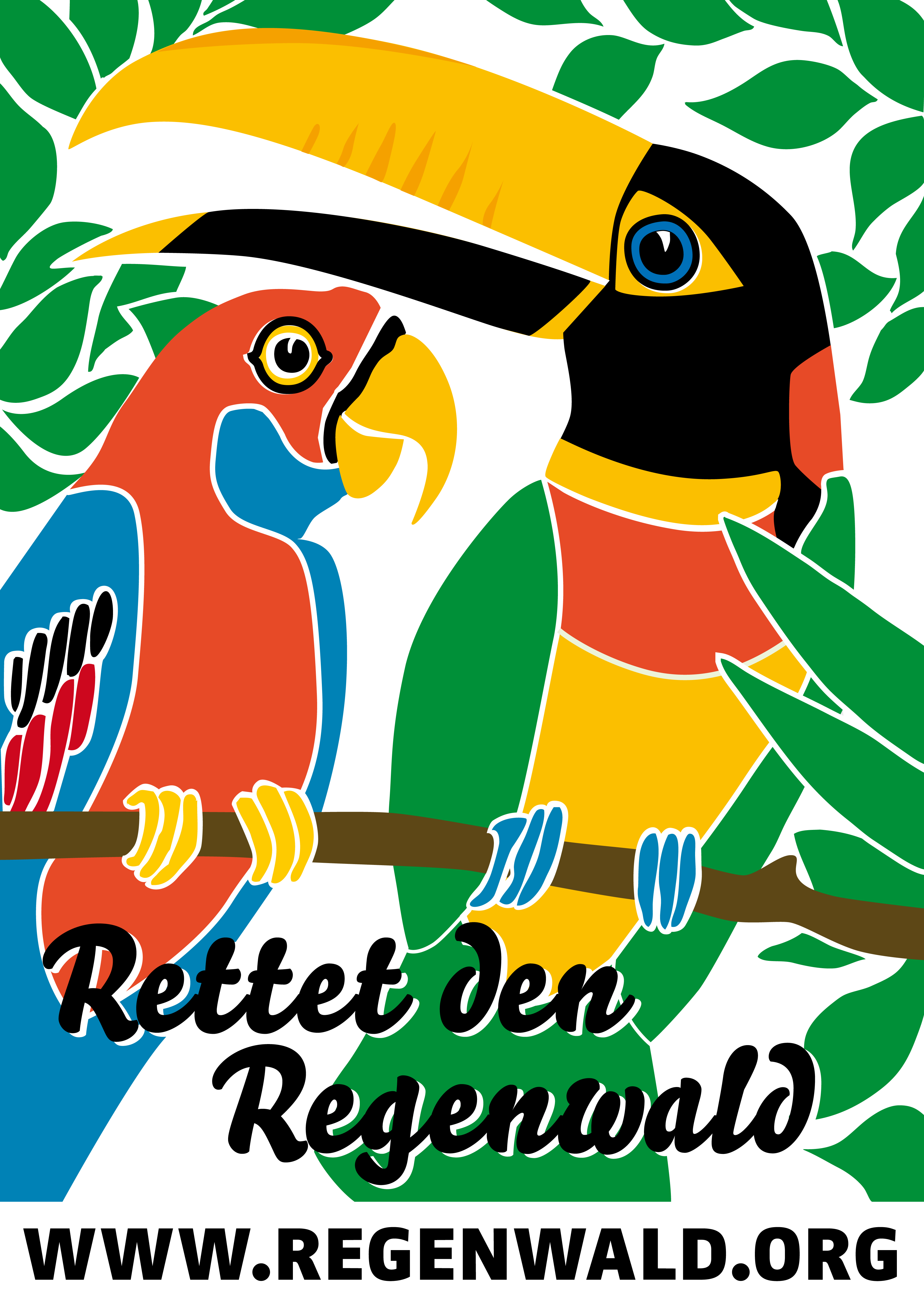 Der Rettet den Regenwald, gefaltet Rettet den